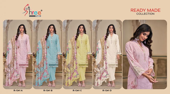 R 1341 By Shree Cambric Cotton Pakistani Readymade Suits Wholesalers In Surat